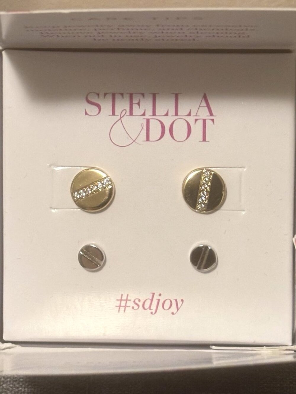 Stella & Dot Hardware Stud Set - Multi Earrings "Hello I Adore You" (E628M) NIB